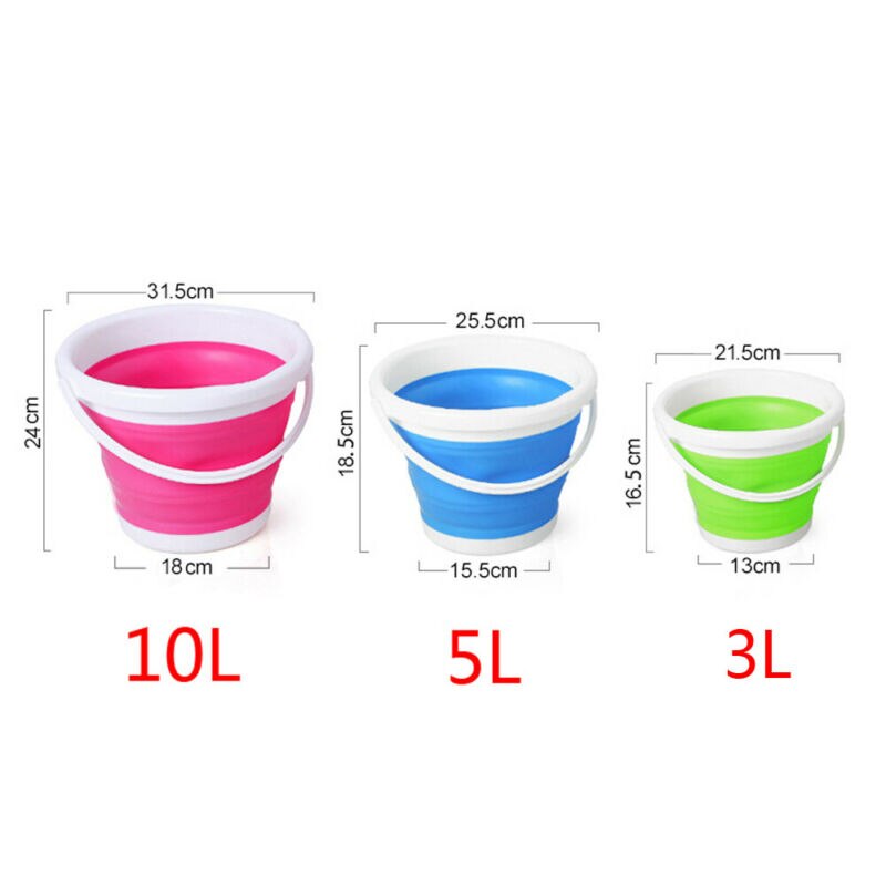 10L/5L/3 Collapsible Bucket Portable Folding Bucket Lid Silicone Car Washing Bucket Outdoor Fishing Travel Bucket Home Storage