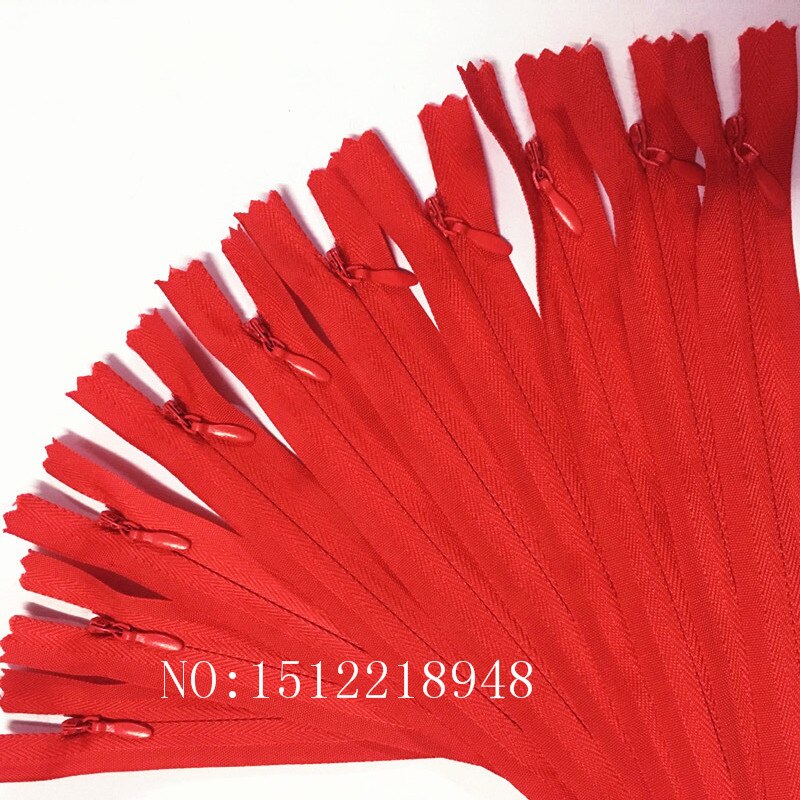 50 stücke Bunte Nylon 3 # Geschlossenen Ende Unsichtbaren Reiß 12 zoll (30cm) schneider Nähen Handwerk 20 Farbe: rot