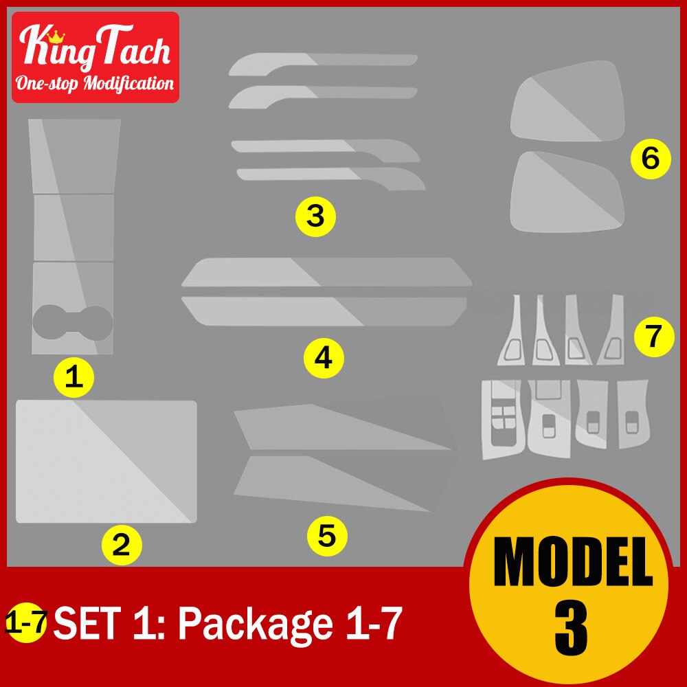 Protective Film For TESLA MODEL 3 Central Control Panel/Switch/Screen Tempered/Door Handle Pedal Pillar/Rearview Lens/Headlight