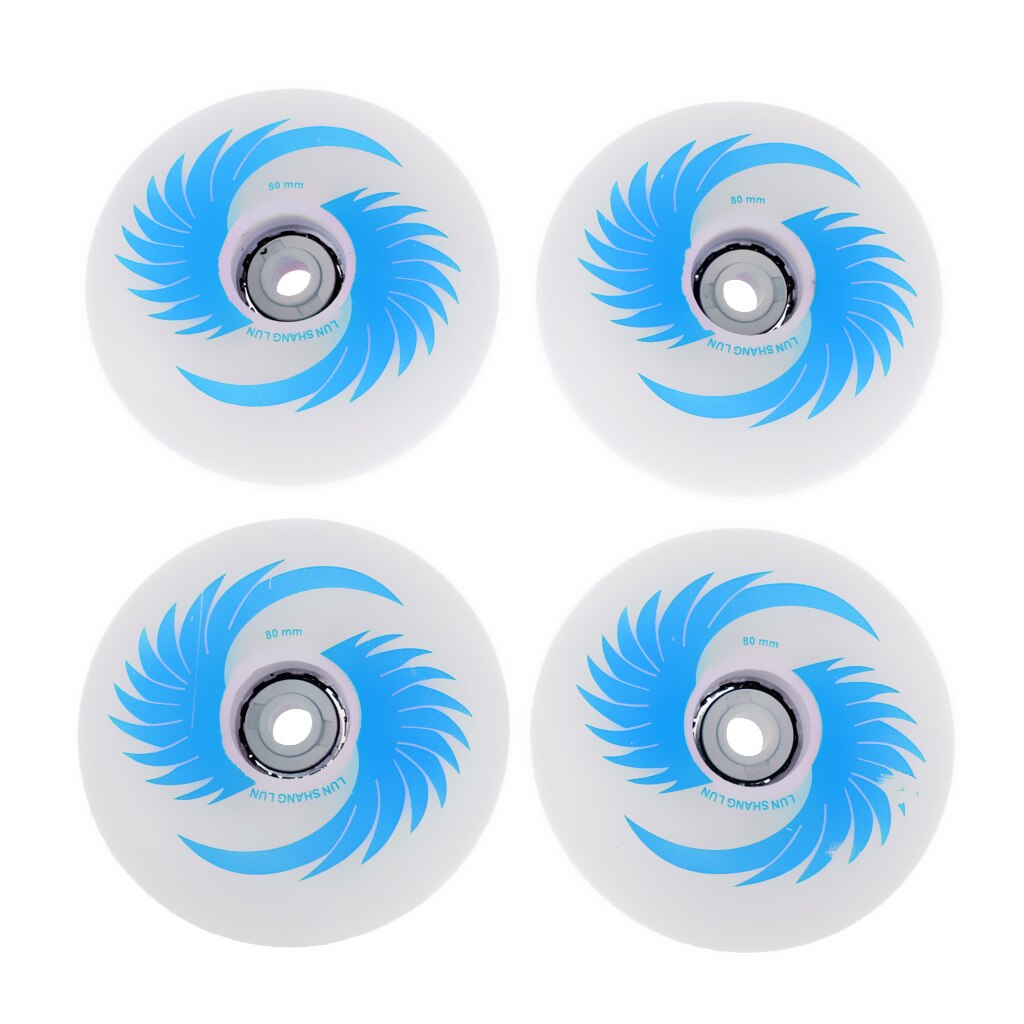 4 pièces planche à roulettes clignotant rouleau PU magnétique éclairer les roues de patins pour patins à roues alignées: 80mm Blue