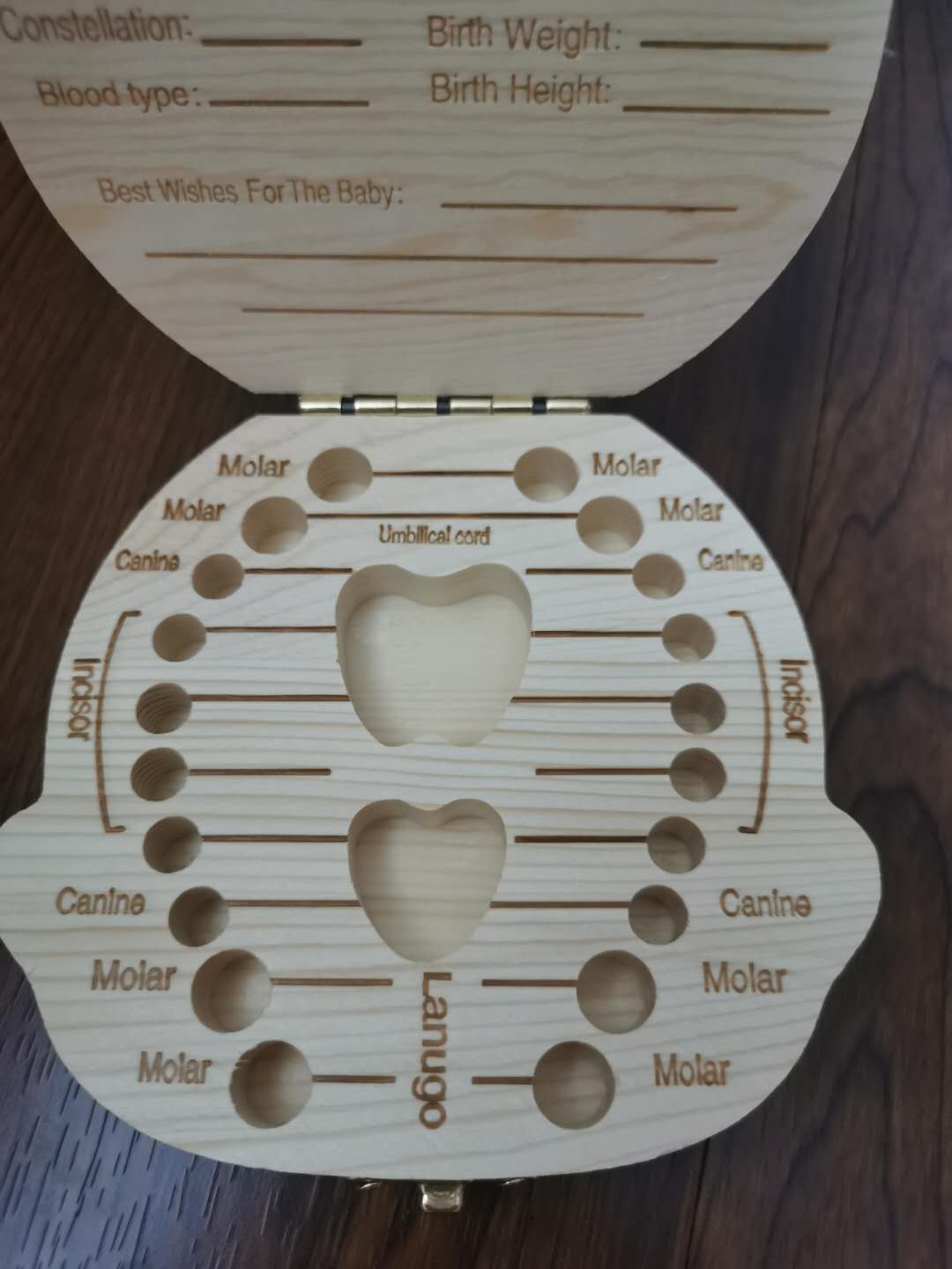 Houten Baby Jongen Baby Meisje Melktanden Opbergdoos Navelstreng Collectebus Creatieve Melk Tanden Baby Groei Gedenkteken Doos
