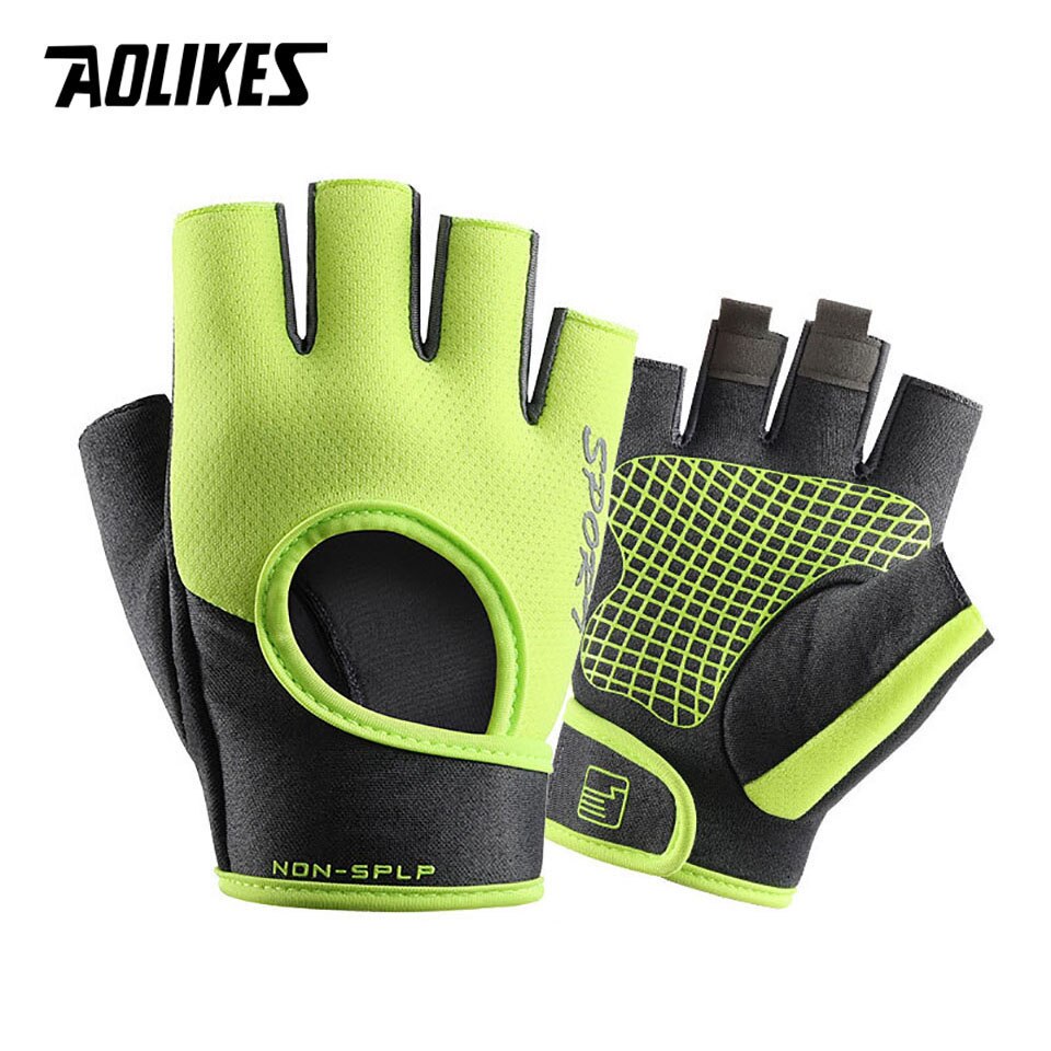 AOLIKES guanti da palestra donna sollevamento pesi Crossfit allenamento guanti Fitness Bodybuilding traspirante mezzo dito protezione mani: Green / M
