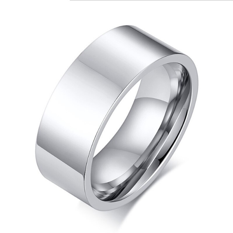 QianBei 8mm Klassieke Brede Dikke Ring voor Mannen Goud Kleur Zilver Kleur Zwart Roestvrij Staal Mannelijke Ring Alliantie Bruiloft sieraden