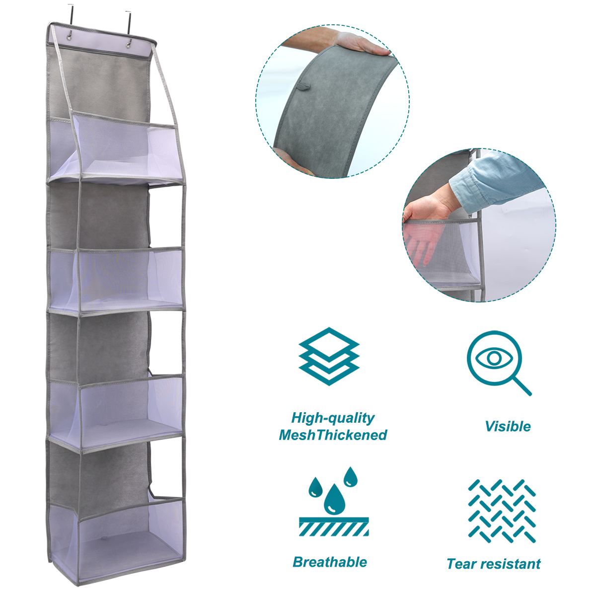 1pc 4/6 couches sur la porte organisateur suspendu cosmétiques tenture murale rangement organisateur pour pépinière salle de bain placard chambre dortoir