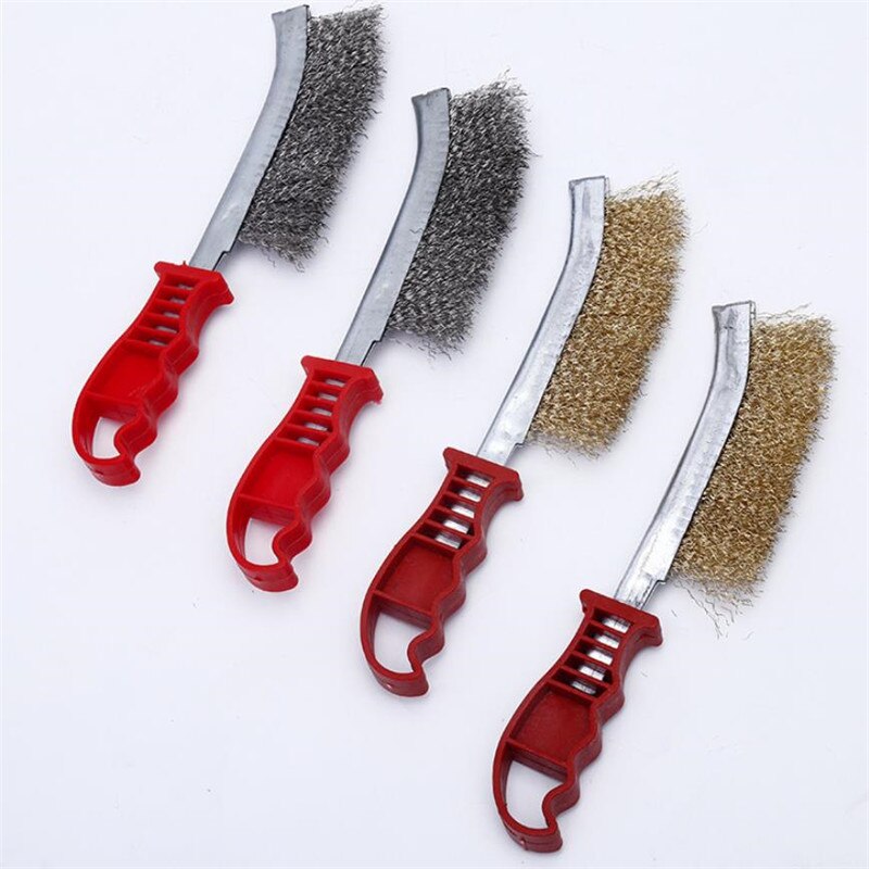 Grill Cleaner BBQ Grill Steel Wire Brush Rust Crevice Cleaning Tools Picnics Stainless Steel/Copper-plated Wire Plastic Handle