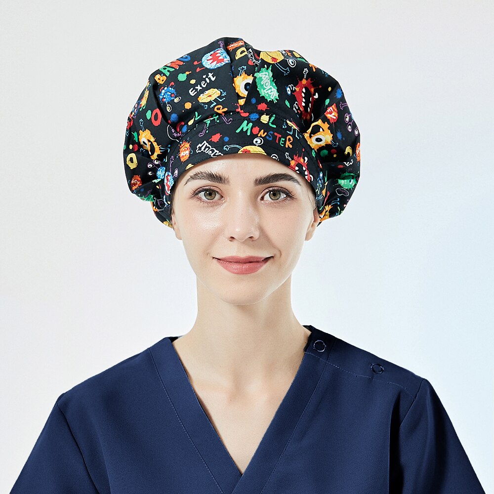 De patrón bata tapas corbata sombrero de trabajo 100% algodón lavables esteticista sombreros Sweatband laboratorio prueba de polvo Bouffant sombrero: 52040