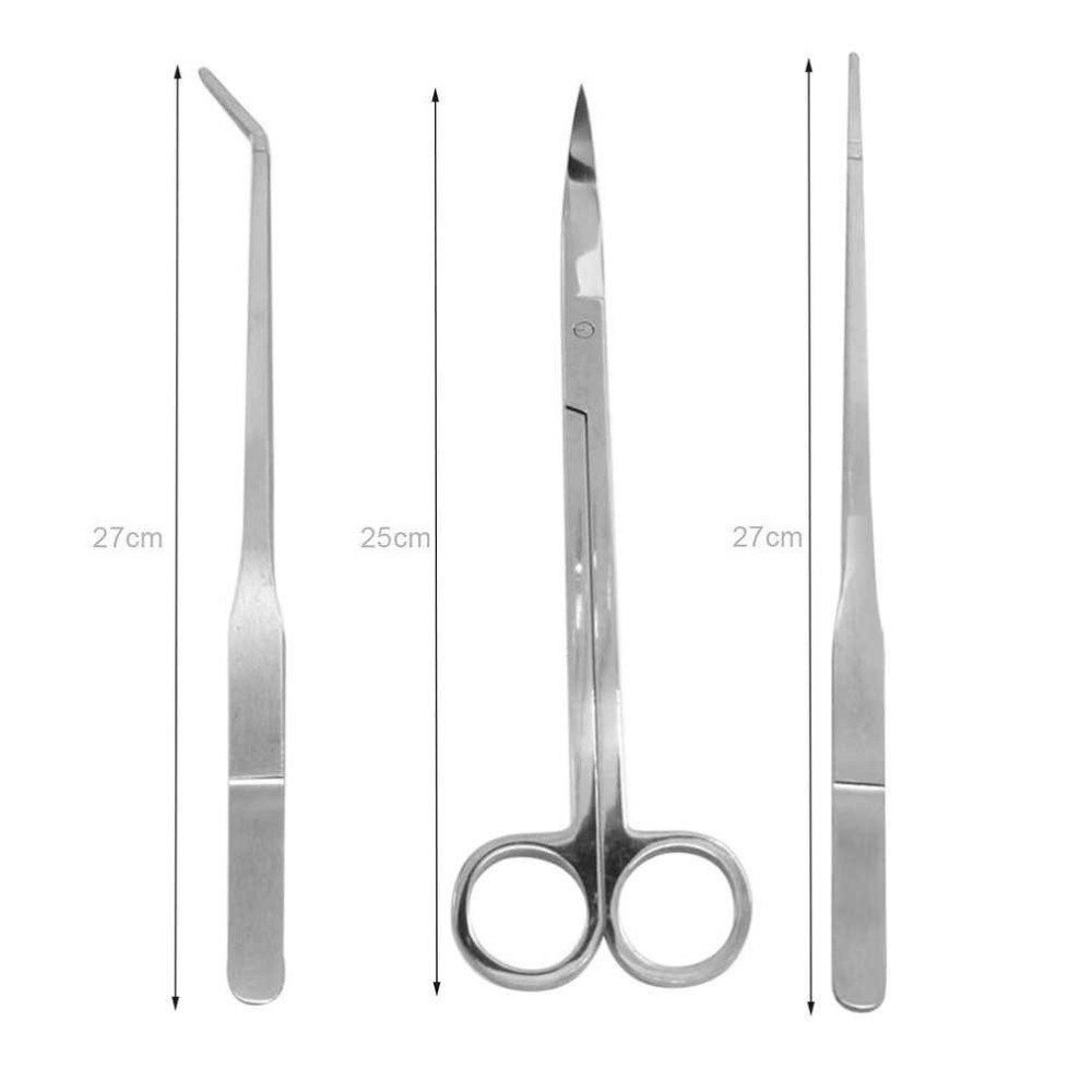 3pcs/lot Stainless Aquarium Tank Aquatic Plant Maintenance Curve Straight Tweezers Curved Scissors Tools Kit Set