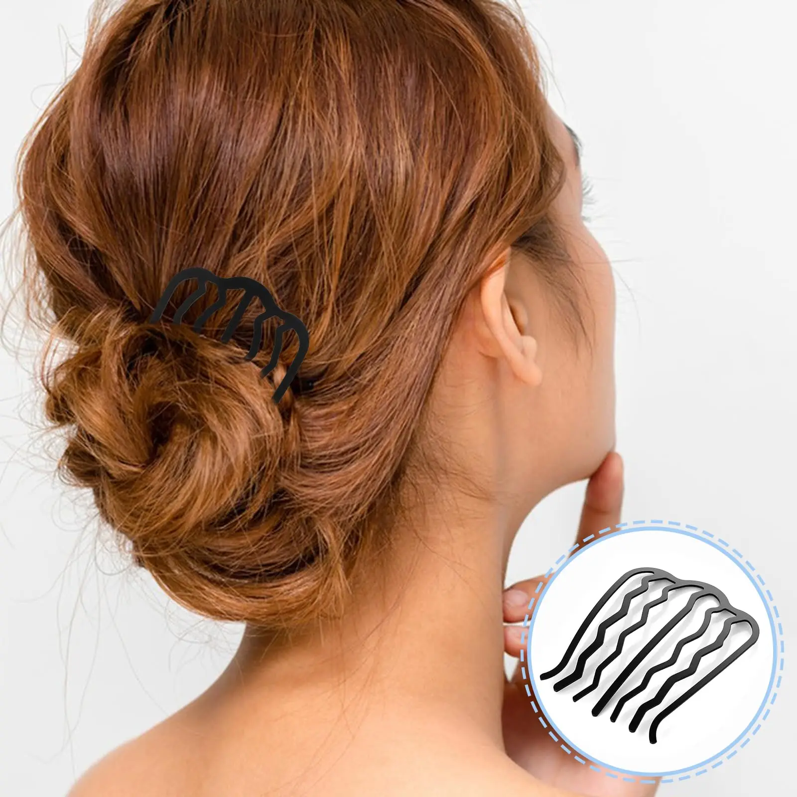 Peines para moño con lazo negro, horquilla para mujeres y niñas, horquilla trenzada en forma de U, Clips para el pelo, adornos para la cabeza, 1/3 Uds.