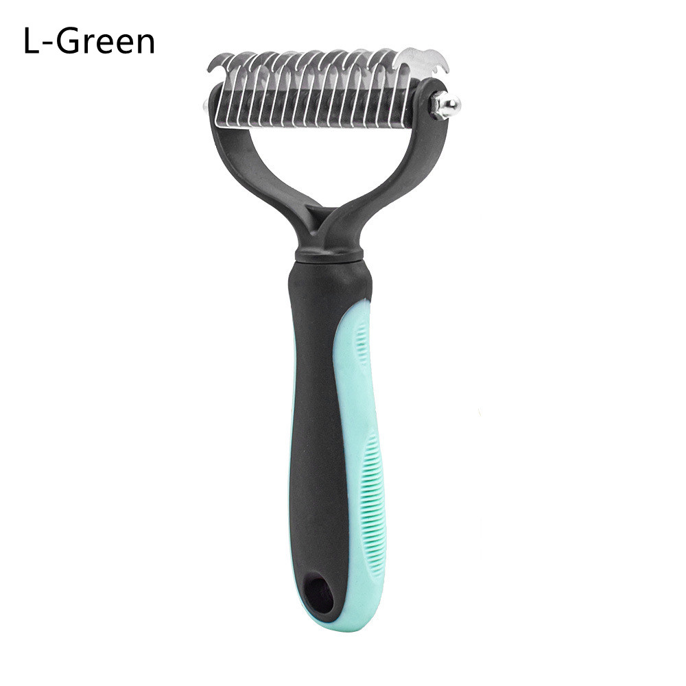 Hair Removal Comb for Dogs Cat Detangler Fur Trimming Dematting Brush Grooming Tool For matted Long Hair Curly Pet: Pink