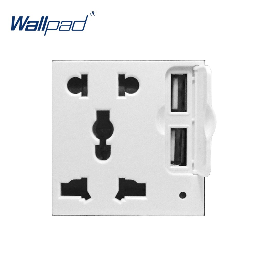 Wallpad Luxury 2 USB 5 Pin Socket Outlet Function Key For Wall White And Black Plastic Module Only: White