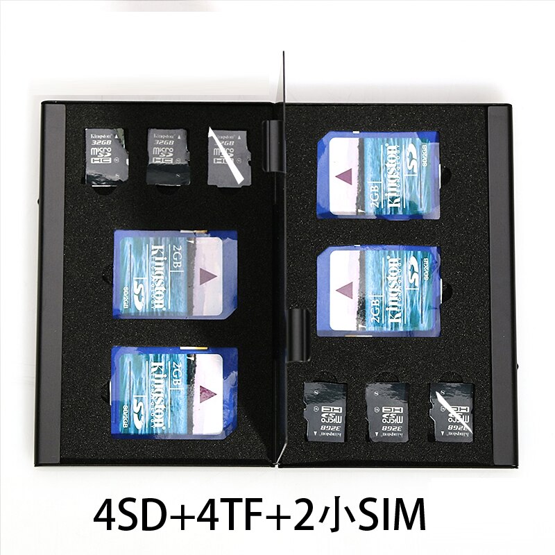 10 in 1 Aluminium Opbergdoos Tas Memory Card Case Wallet Grote Capaciteit Voor 4 * Sd-kaart 4 * Mirco SD 2 * Sim-kaart