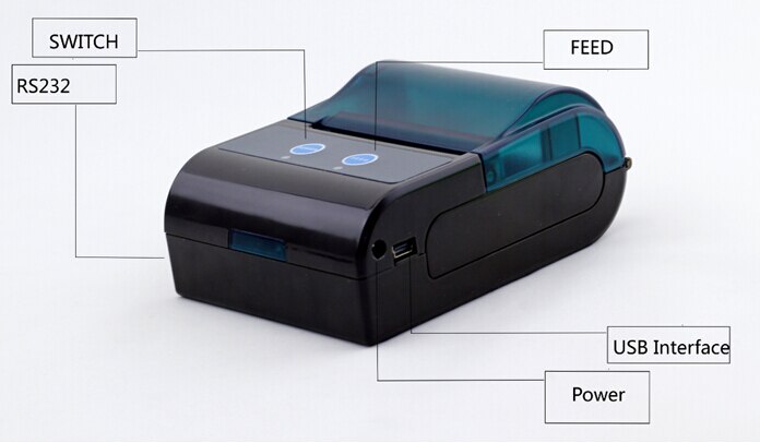 58mm Thermal Label Printer - Battery Powered Bluetooth Mobile POS Receipt Printer ZKC5805
