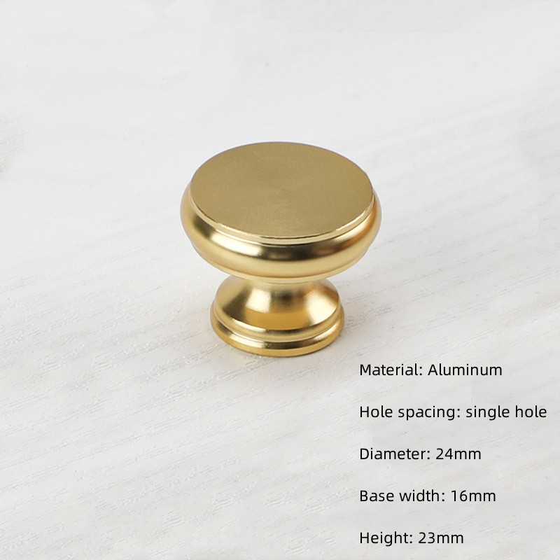 Manija de un solo orificio de aluminio dorado, cajón de armario moderno, perilla redonda, muebles de armario de cocina, manija de puerta pequeña, decoración del hogar: MULTICOLOR