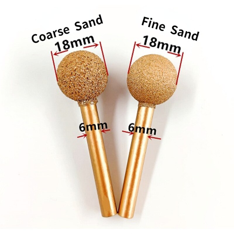 Gelötete Diamant Schleifen Kopf 6mm Schaft/Legierung Schleifen Kopf Grob Sand Feine Sand/stein Carving Schleifen Kopf sphärische