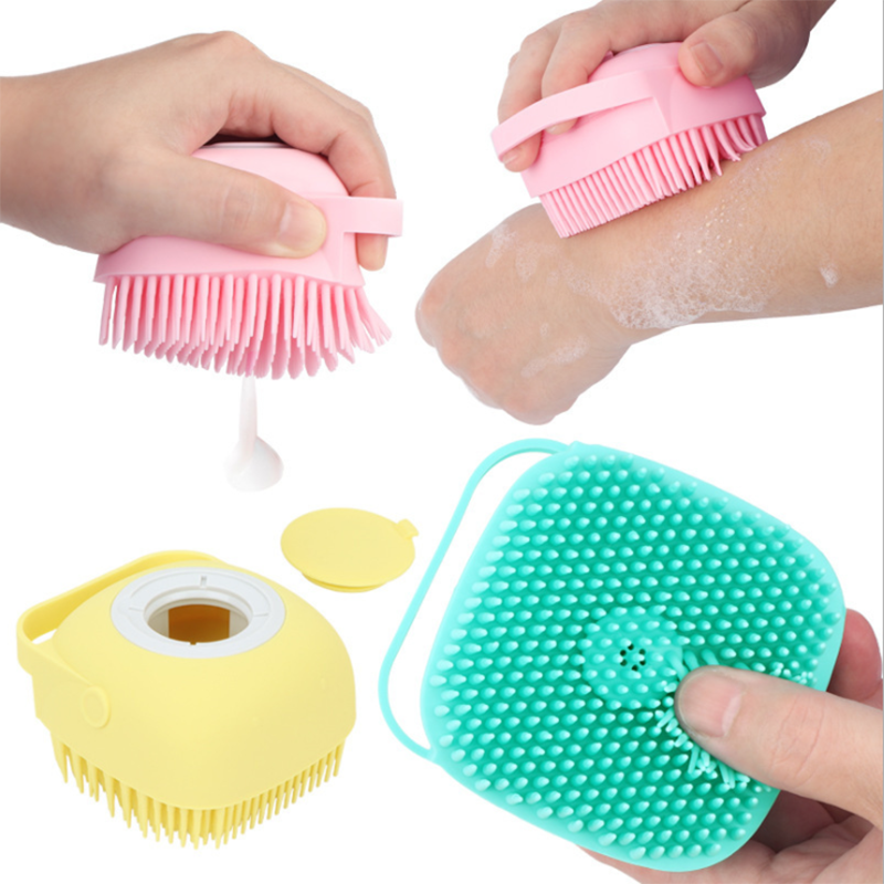 Brosse de bain multifonction en Silicone pour bébé et enfant, peut être installée avec un Gel douche, un shampoing, un masseur pour la peau sans douleur