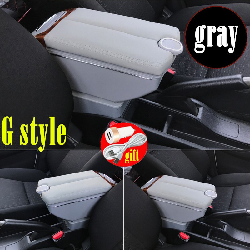 For Toyota Yaris Vitz Hatchback Armrest box 2006 Double doors open 7USB Centre Console Storage Box Arm Rest: G Style gray