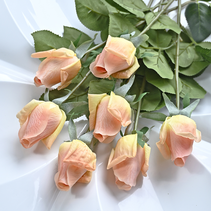 7 Uds. De rosas artificiales, flores de seda de tacto Real para el hogar, mesa de boda, ramo, decoración de: YELLOW
