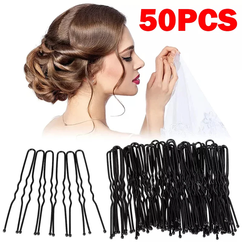 10/50 Stück schwarze Haarspangen U-förmige Bobby Stift unsichtbare gewellte Haarnadel Frisur Styling Metall Haarklammern Haarspange Haarschmuck