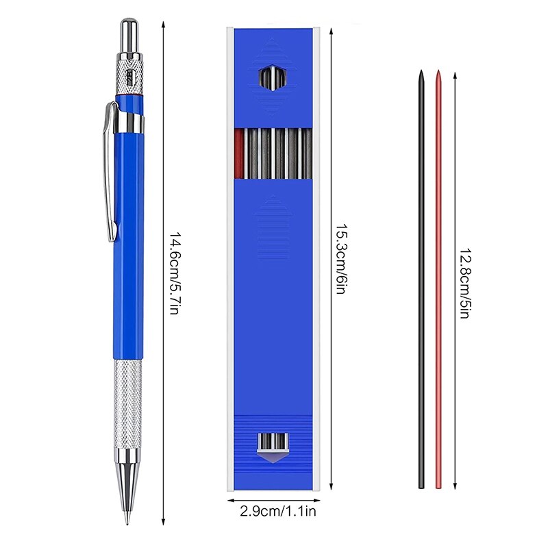 6 Pieces Carpenter Pencils with 72 Pieces Marker Refills, for Draft Drawing, Carpenter, Crafting, Art Sketching