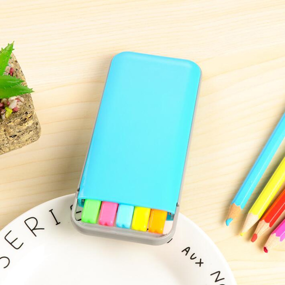 XRHYY 1 Box 5Colors Highlighter Stationery Student Mark Highlighter Watercolor Note Pen Highlighting Writing Notes