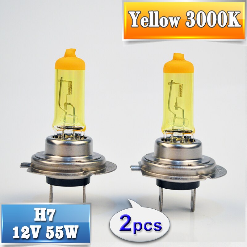 SINOVCLE 2 stks (1 paar) geel H7 Halogeenlamp 12 v 55 w 3000 k Quartz Glas Xenon Auto Koplamp Auto Lamp
