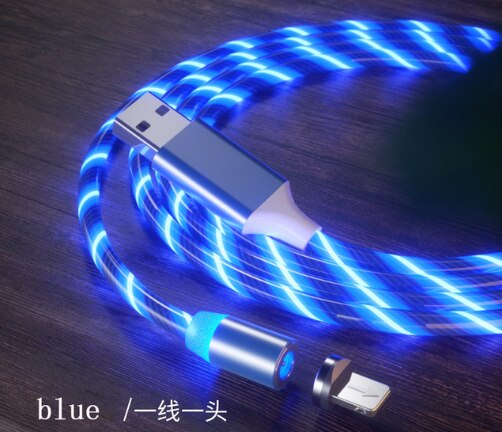 LED Magnetic charging Mobile Phone Cable For Nissan Qashqai j11 Juke X-trail T32 Tiida Note Almera Primera Pathfinder: blue for iphone