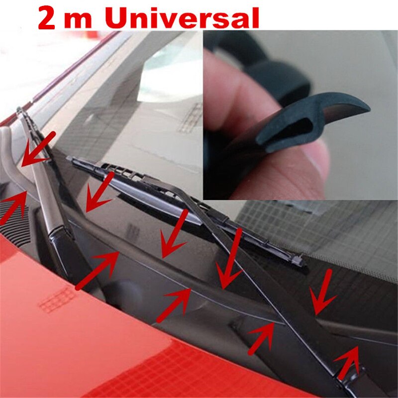 Front Verzegeld Strip Voorruit Panel Trim Universele Zwarte Auto Plastic Rubber 2M