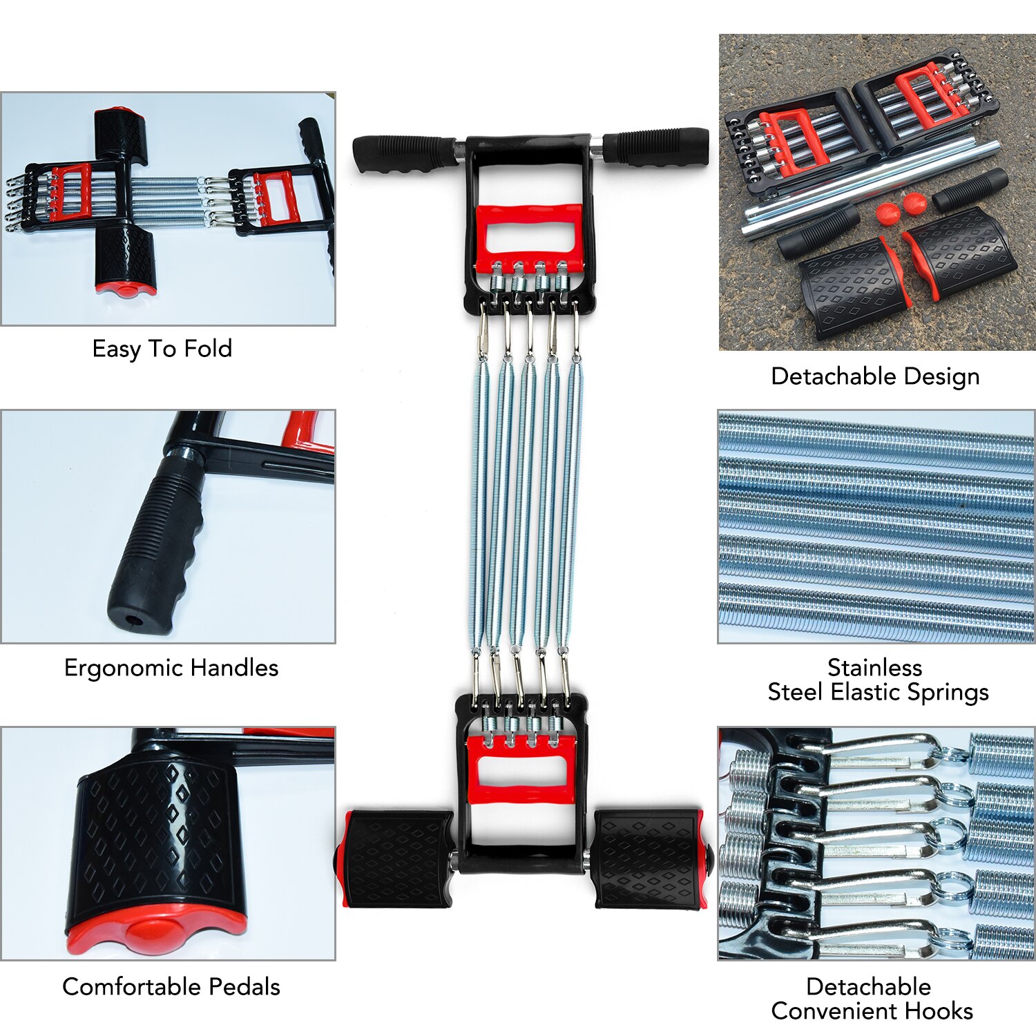 3 in 1 Adjustable Spring Chest Developer Expander Tension Puller Muscle Exercise Tackle Dual-purpose or Three-purpose Tensioner