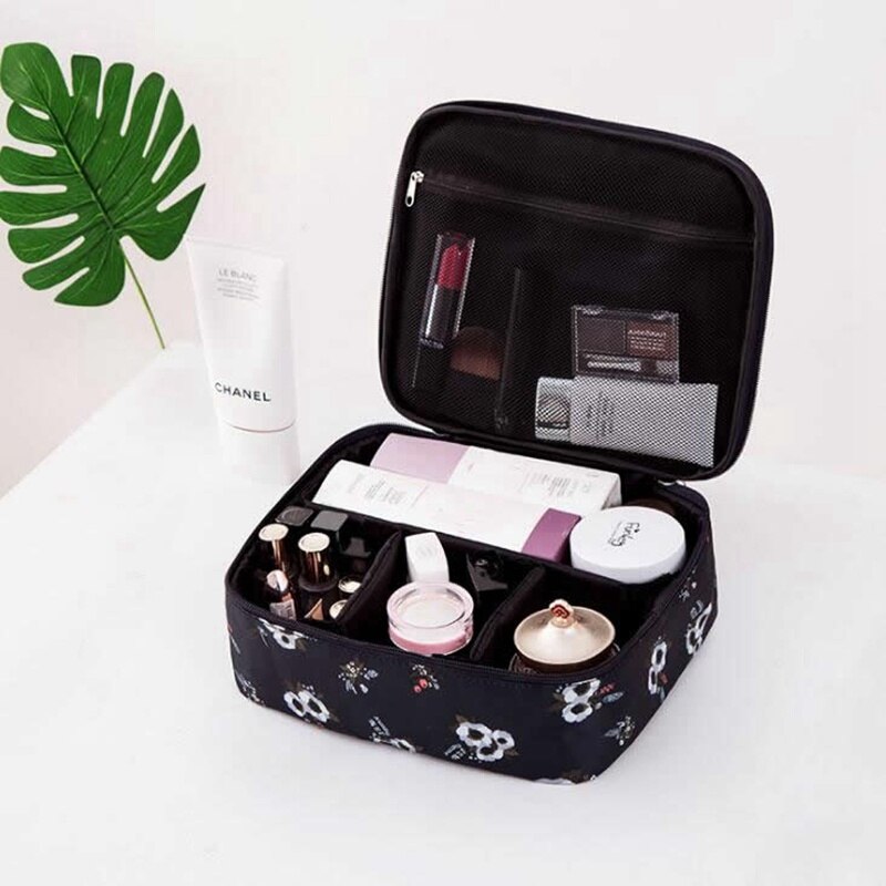 Kvinder rejser stor kosmetiktaske tegneserie flamingofunktion makeuptaske bagagerumslynlås makeup arrangør opbevaringstaske toiletartikler: 6