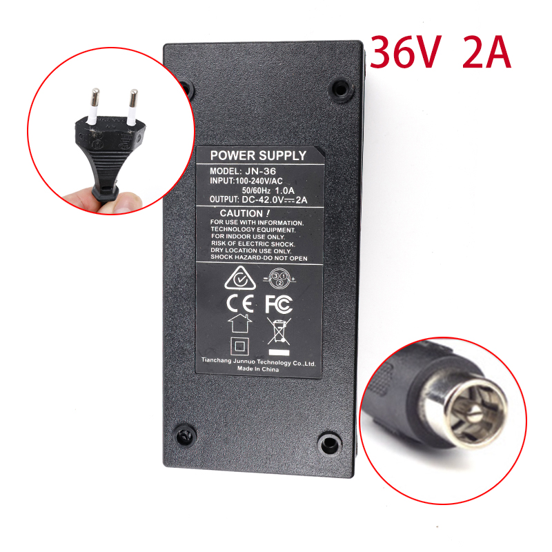 Cargador de batería de litio Universal para bicicleta eléctrica, accesorios para patinete eléctrico 24V2A 36V2A 48V2A 60V2A