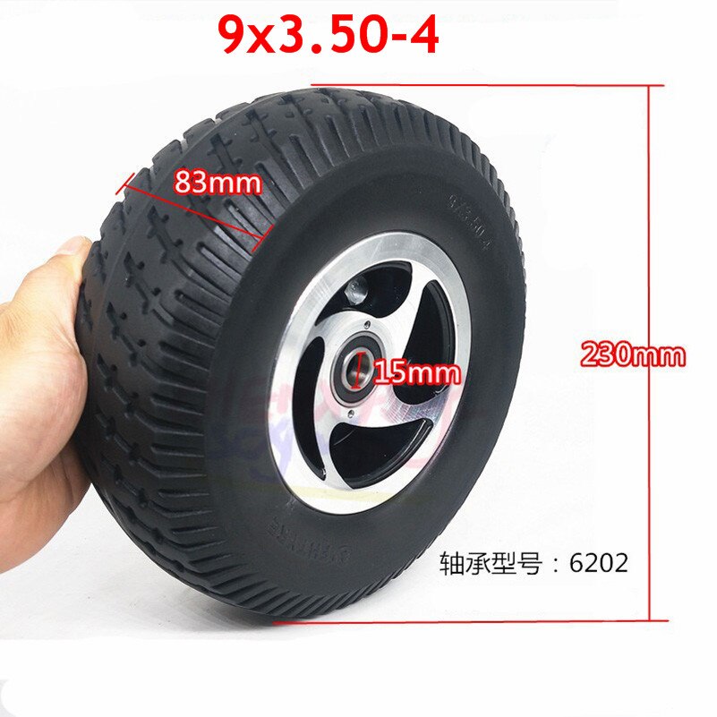 Wysokiej jakości 9 Cal koła 9x3.50-4 opony solidna opona i obręcz Combo dla skuter na gaz deskorolka motorynka elektryczny trójkołowiec: Bearing koło