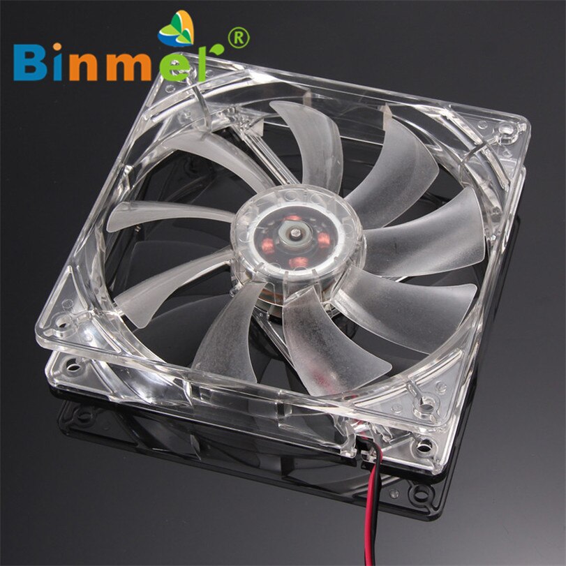 BINMER 120 x 120 x 25mm 4 Pin Computer Fan Colorful Quad 4-LED Light Neon Clear 120mm PC Computer Case Cooling Fan Mod C0608
