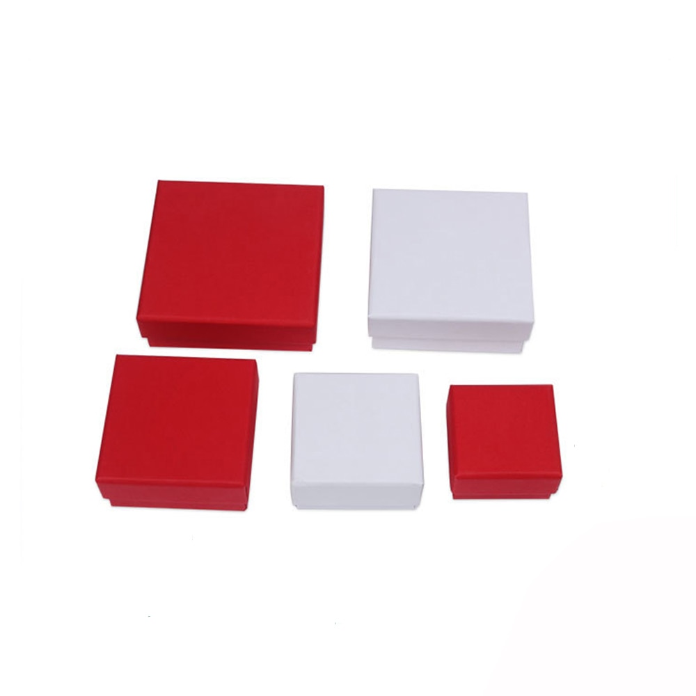 Papier Sieraden Doos 5 Cm X 5 Cm Wit Rood Sieraden Verpakking Case Display Voor Ring Oorbel Hanger Kerst 24 Stks/partij