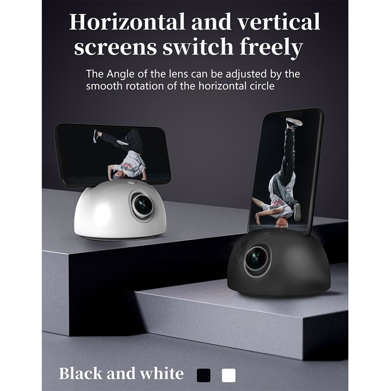 Face tracking selfie suporte sem necessidade app suporte tripé suporte do telefone câmera cardan para foto vlog gravação de vídeo ao vivo: Black