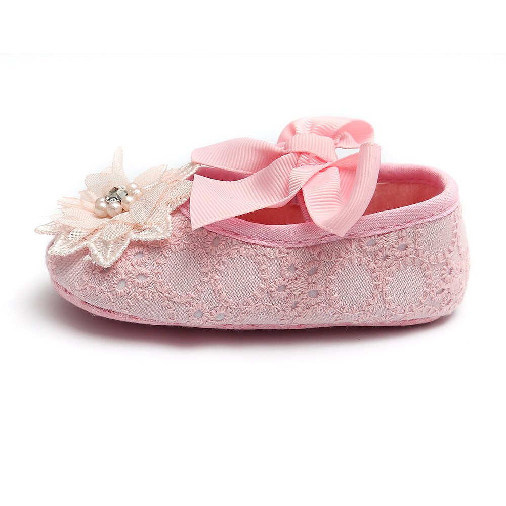 Emmababy spædbarn newbonr baby pige krybbe sko prinsesse blomst perler sko blonder pandebånd søde baby sko 0-18m