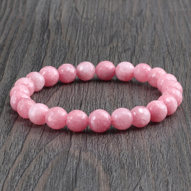 Natürliche Stein Rosa Rose Pulver Edelstein Perlen Armbinde Frauen Armbänder Elastische Armreifen Schmuck Yoga Liebhaber Mädchen Handarbeit