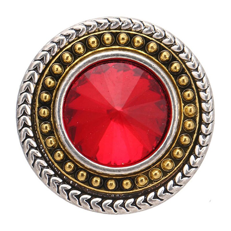 KZ3574 golden round beauty rhinestone colorful 18MM snap buttons fit DIY 18MM snap bracelet snap jewelry: Light Yellow Gold Color