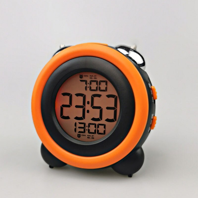 Color Screen Electronic Clock Loud Alarm Clock Alarm Multi-group Alarm Clock LED Big Ring Clock: Orange