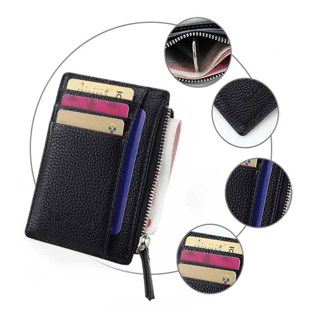 Slim Mini Wallet Zipper Card Holder Coin Purse /Women Leather Clutch Bag Handbag