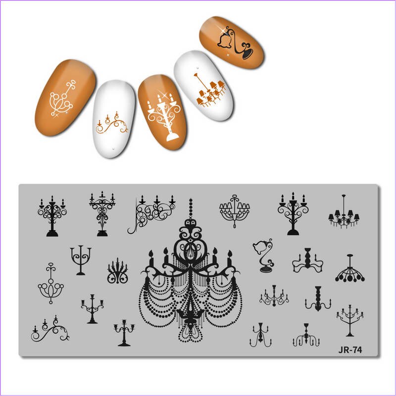 Rvs Nail Stempelen Plaat Sjabloon Swirl Bloem Patroon Danser Vlam Anker Kaarshouder Nail Tool JR071-80: JR074