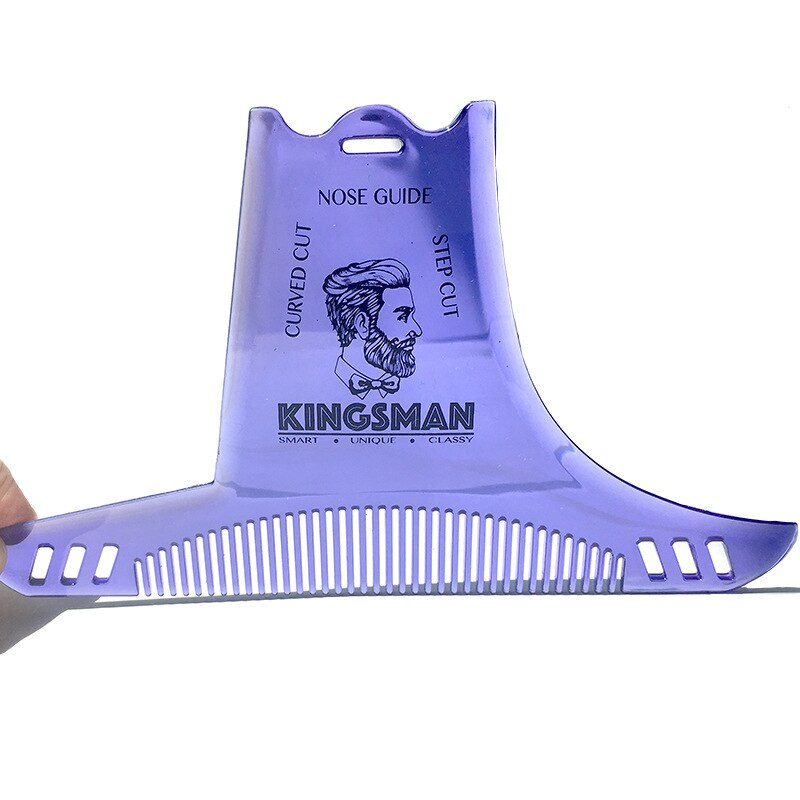 Pattern Gentleman Beard Shaping Styling Template Beard Comb Men Shaving Tools For Hair Beard Trim Template Comb Sexy Man: Violet