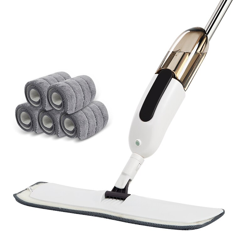 Moppe spray gulv manuel ekstrudering gulvmoppe udskiftelig mikrofiber til hjemmekøkken laminat træ keramiske fliser gulvrengøring: En moppe 6 moppeklud