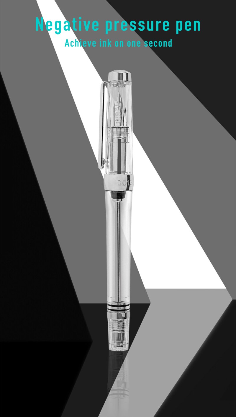 Wing Sung 3013 Vacuum Fountain Pen Resin Transparent EF/F Nib !