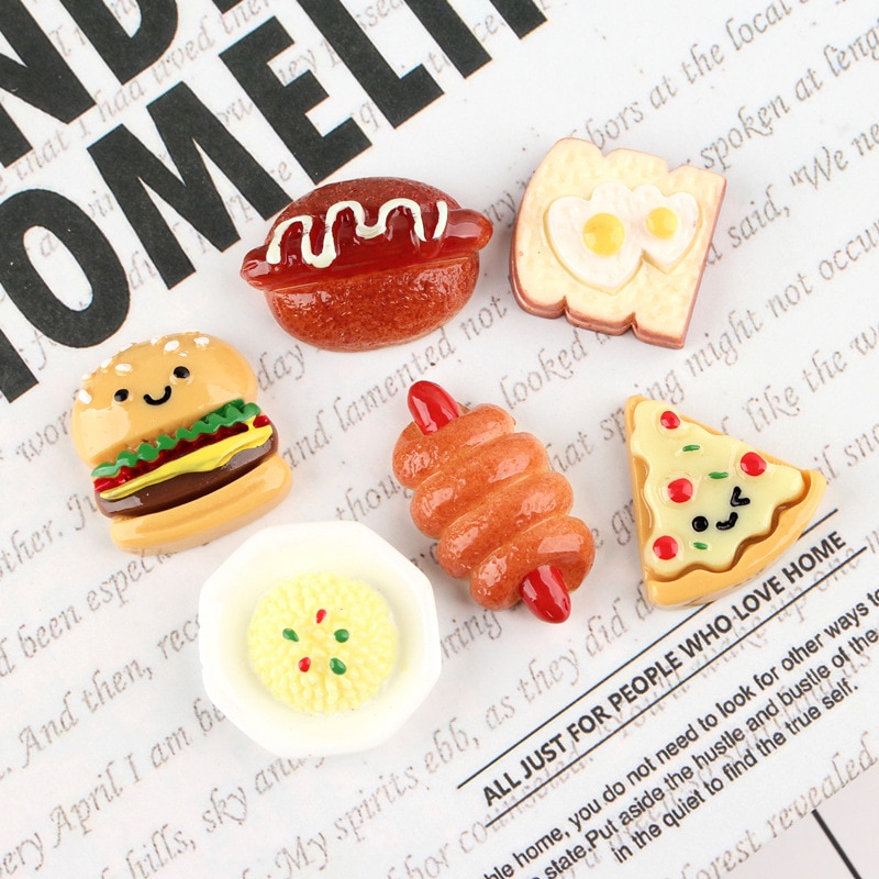 4Pcs Slime Charms Burger Pizza Brood Slime Accessoires Kralen Maken Benodigdheden Met Koord Pouch Voor DIY Ambachten Scrapbooki