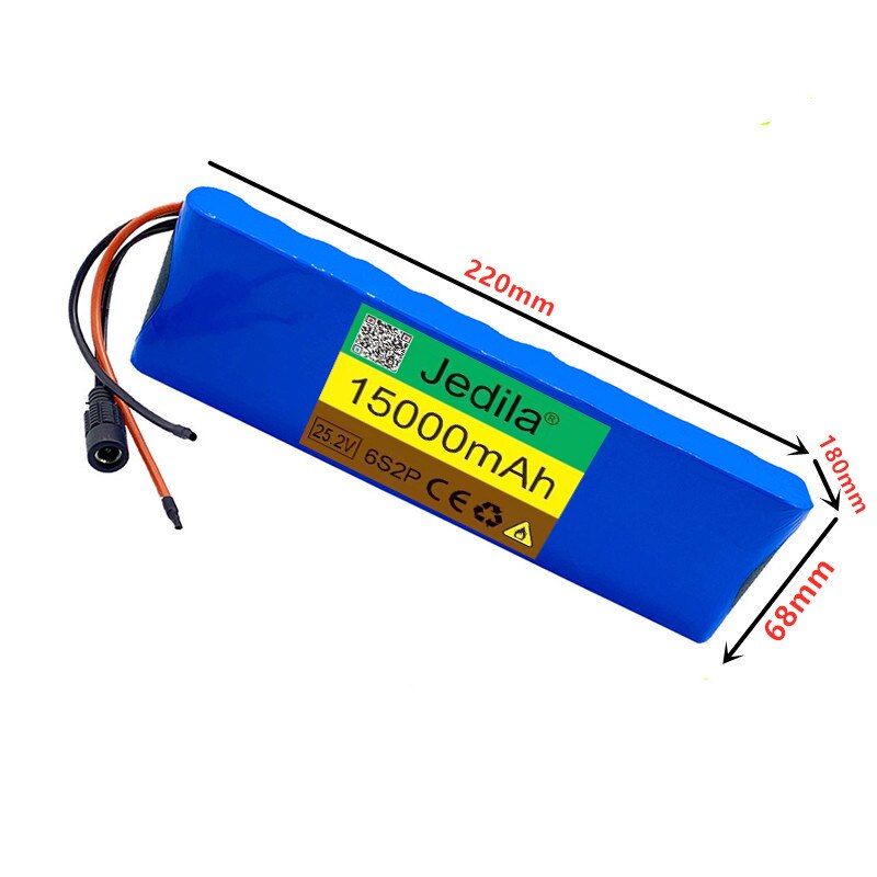 25.2V 15000mAh 6S2P 18650 Lithium Battery Pack 24V 15000mAh With BMS For Electric Bicycle Moped