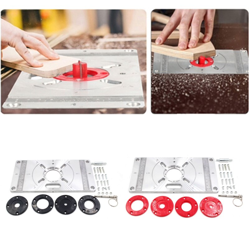 Aluminum Alloy Router Table Insert Plate Table for Woodworking Engraving Flip Board with Rings Milling Trimming Machine