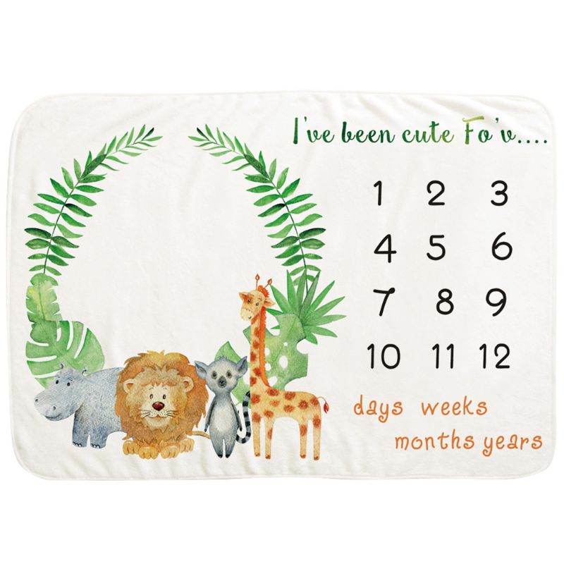 Baby Monthly Record Growth Milestone Blanket Wreath Pattern Photography Props R2JF: 1