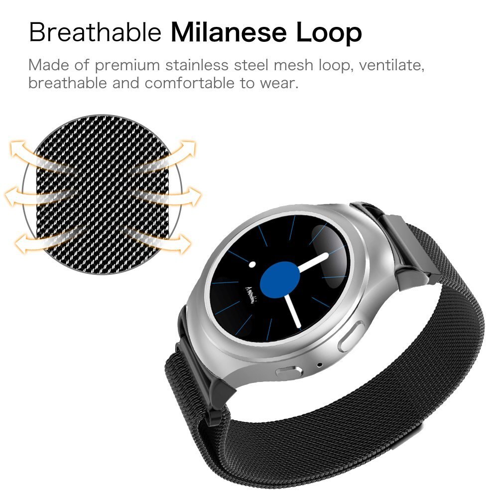 Bandjes voor samsung gear  s2 milanese lusband met magnetische sluiting, sportband sm -r720 /  sm -r730 smartwatchbandaccessoires