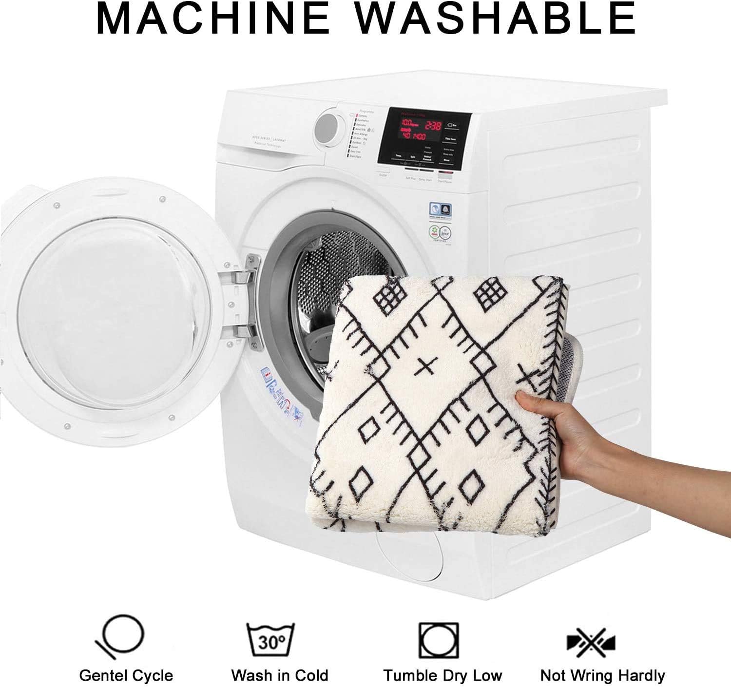 Badkleed Boho Lange Badmat Antislip Marokkaanse Geometrische Boerderij Badkleed Zacht Fluwelen Machine Wasbare Vloermatten