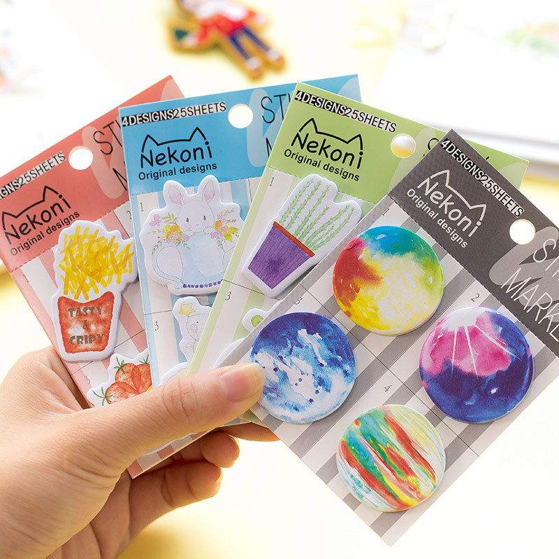 20 sets/1 partij Kawaii Kat Planeet Memo Pad Sticky Notes Escolar Papelaria School Supply Bladwijzer notepad Label